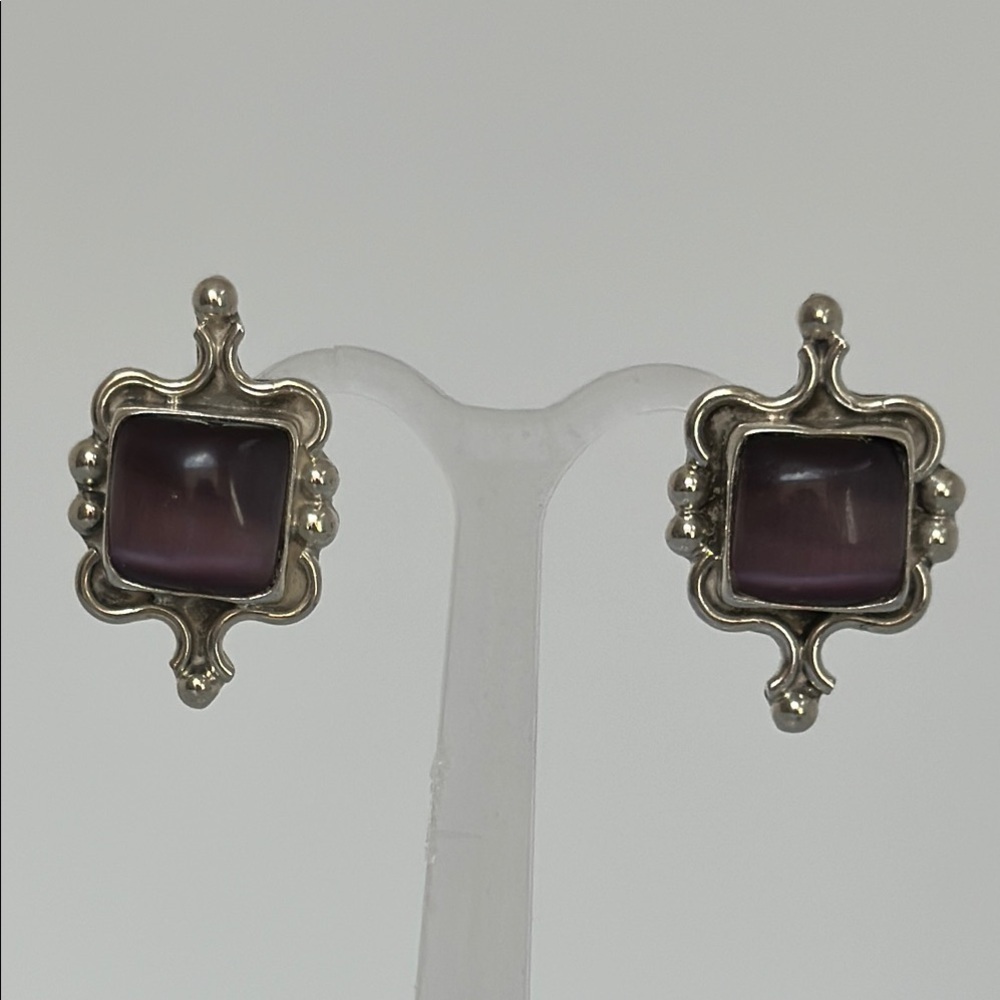 Vintage 925 IOLITE Silver and Purple Gemstone Earrings